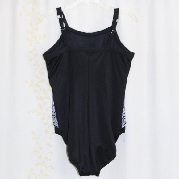 Miraclesuit Castaway Zephyr One Piece Black White Underwire Swimsuit Women's 14 - Picture 3 of 7